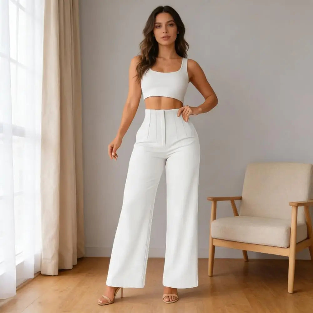 Women High Waist Pure Color Pants