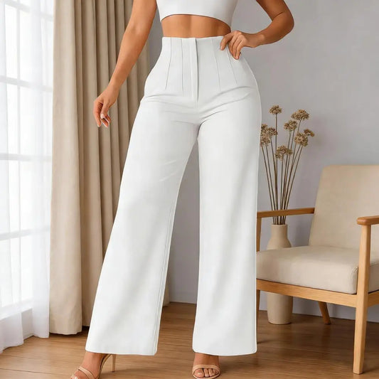 Women High Waist Pure Color Pants